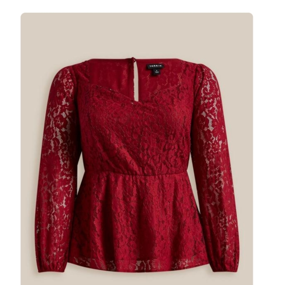 TORRID Peplum Lace Puff Sleeve Top SIZE 2